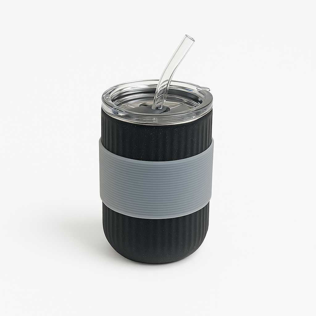 Ceramic cup with straw