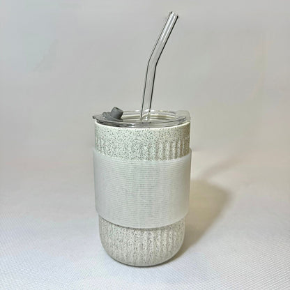 Ceramic cup with straw